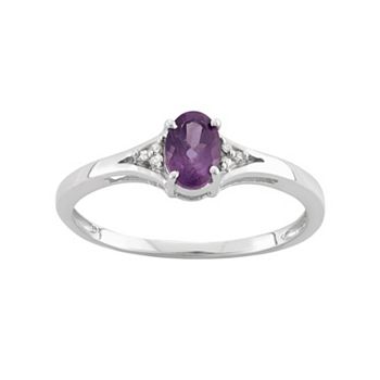 Amethyst & Diamond Accent Sterling Silver Ring