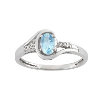 Jewelexcess Sky Blue Topaz & Diamond Accent Sterling Silver Ring