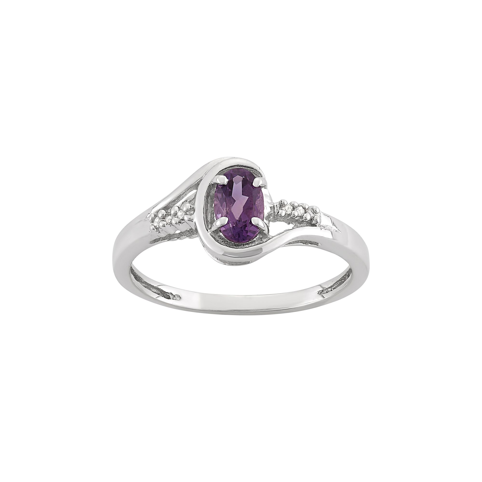 Jewelexcess Amethyst & Diamond Accent Sterling Silver Ring, Womens, Size: 