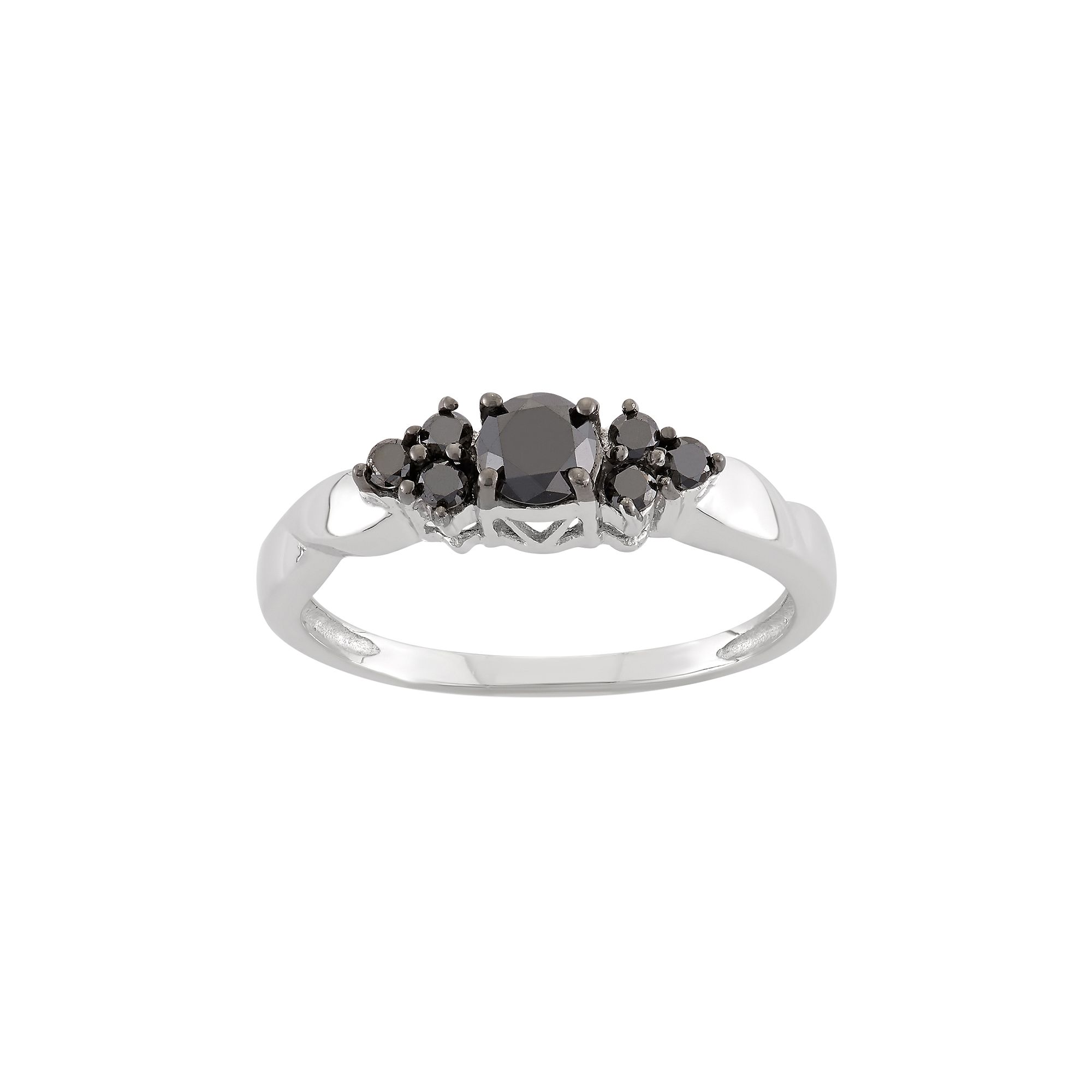 Jewelexcess 1/2 Carat T.W. Black Diamond Sterling Silver Cluster Ring, Wome