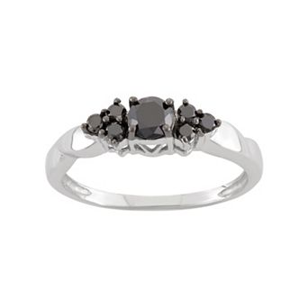 Jewelexcess 1/2 Carat T.W. Black Diamond Sterling Silver Cluster Ring