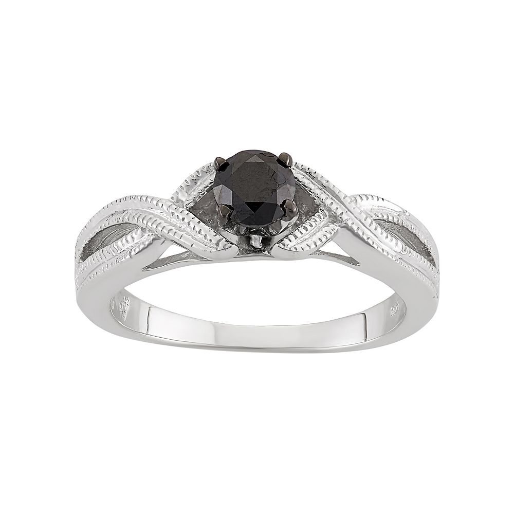 Jewelexcess 1/2 Carat T.W. Black Diamond Sterling Silver Openwork Ring