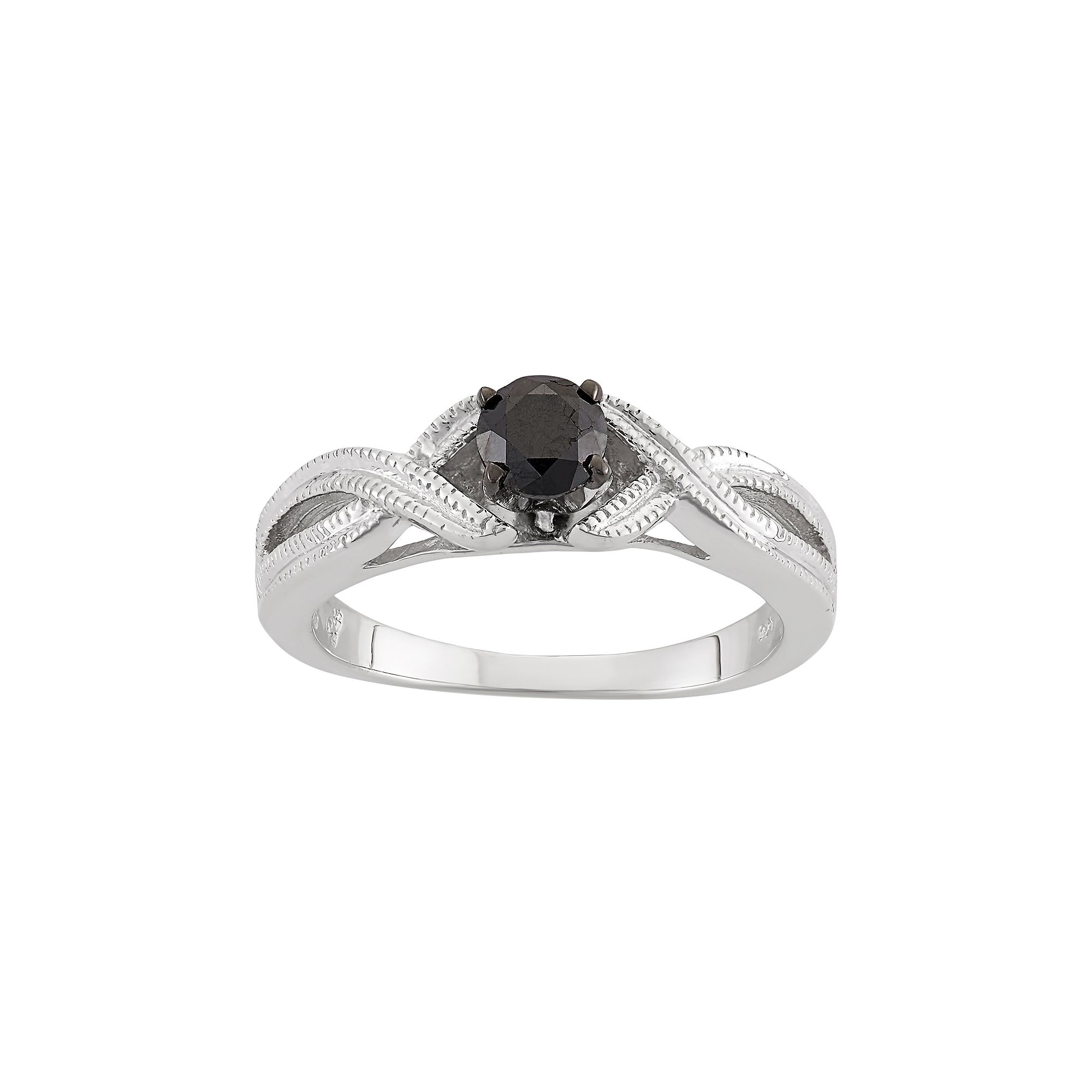 Jewelexcess 1/2 Carat T.W. Black Diamond Sterling Silver Openwork Ring, Wom