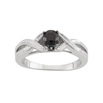 Jewelexcess 1/2 Carat T.W. Black Diamond Sterling Silver Openwork Ring