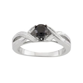 Jewelexcess 1/2 Carat T.W. Black Diamond Sterling Silver Openwork Ring