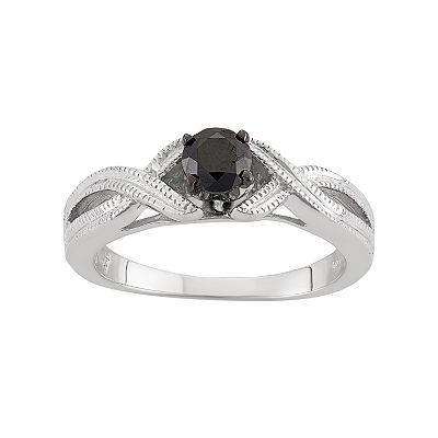Jewelexcess 1 2 Carat T.W. Black Diamond Sterling Silver Openwork Ring