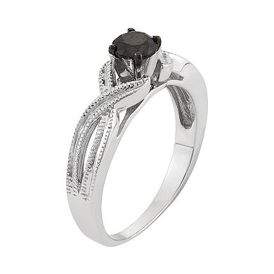 Jewelexcess 1/2 Carat T.W. Black Diamond Sterling Silver Openwork Ring