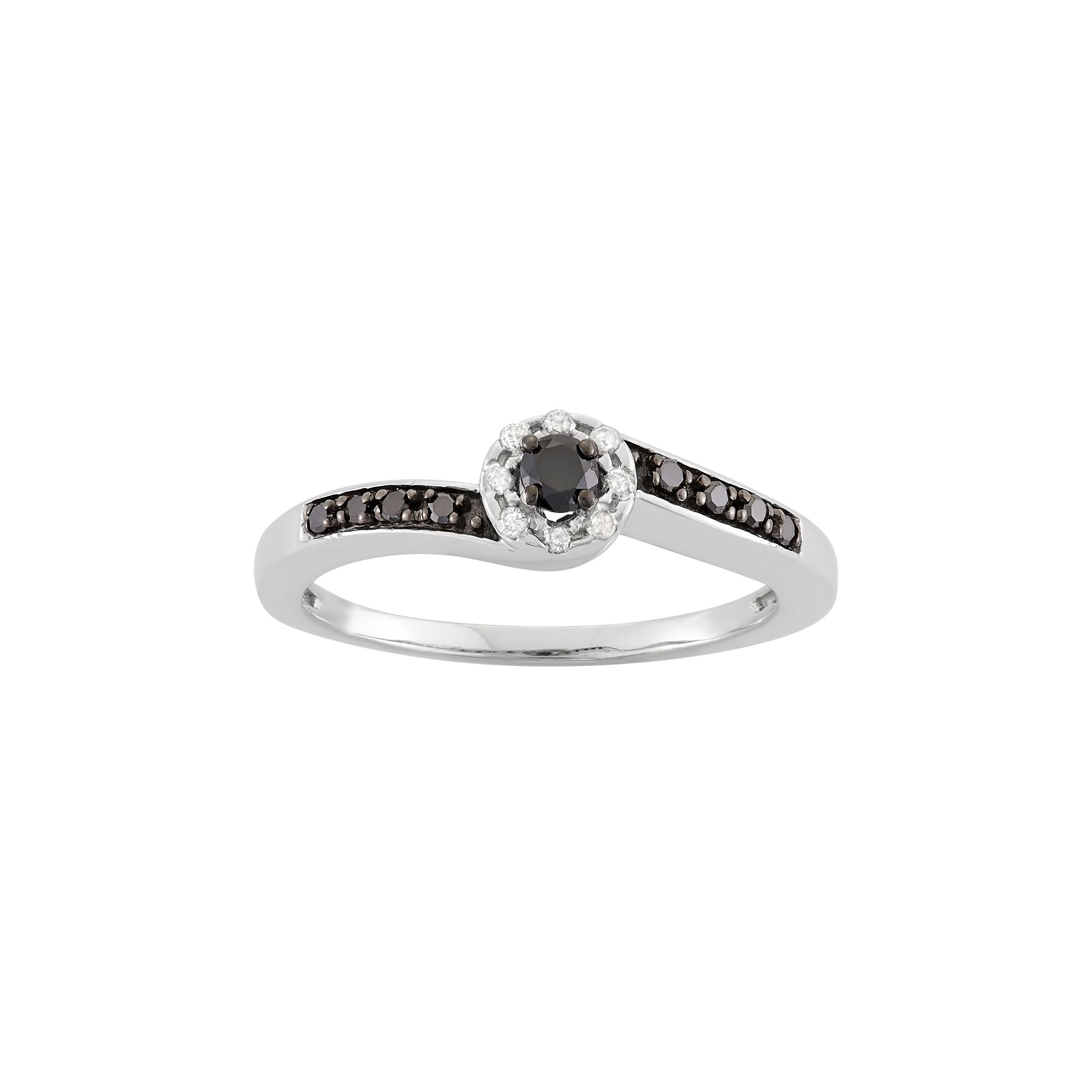Jewelexcess 1/2 Carat T.W. Black Diamond Sterling Silver Openwork Ring, Wom