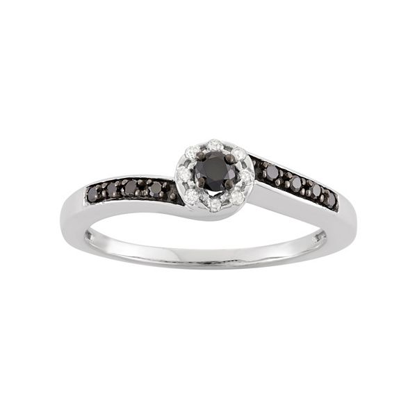 Jewelexcess 1/2 Carat T.W. Black Diamond Sterling Silver Openwork Ring