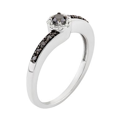 Jewelexcess 1/5 Carat T.W. Diamond Sterling Silver Halo Ring
