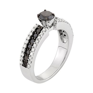 Jewelexcess 1 Carat T.W. Black & White Diamond Sterling Silver Ring