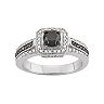 1 Carat T.W. Black & White Diamond Sterling Silver Square Halo Ring