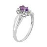 Jewelexcess Amethyst & Diamond Accent Sterling Silver Flower Ring