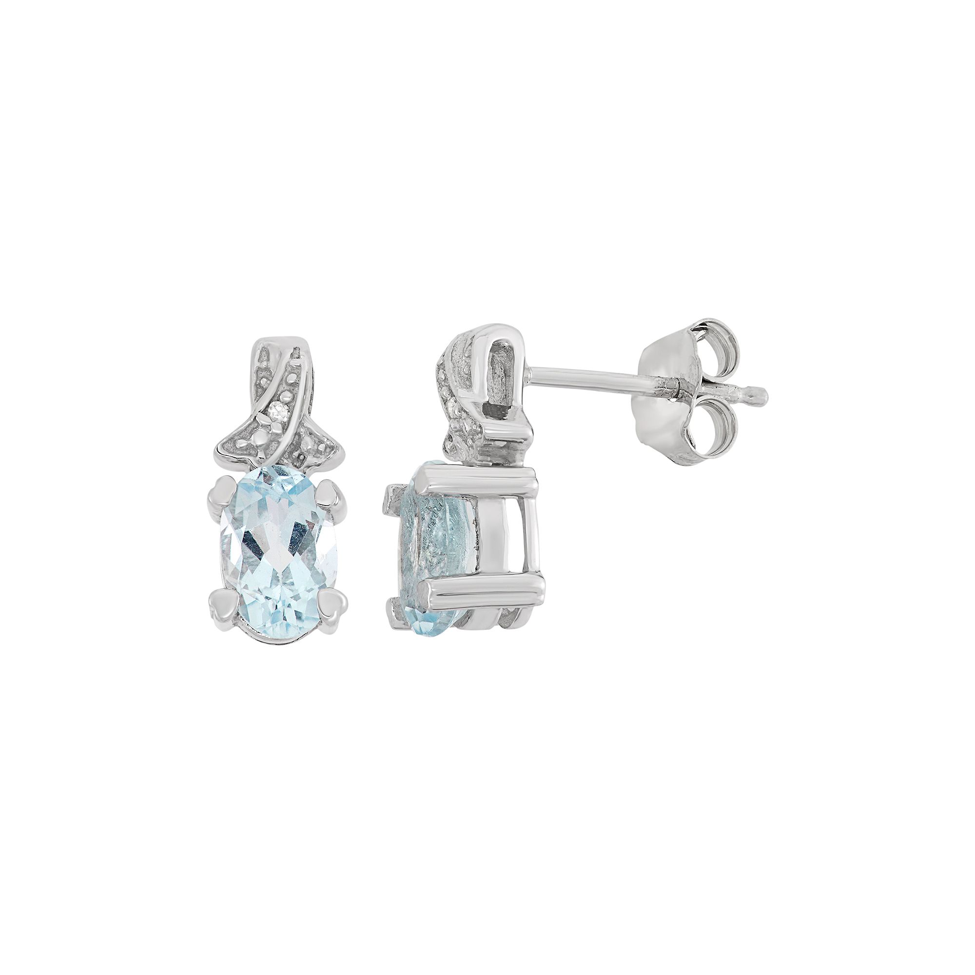 Jewelexcess Sky Blue Topaz & Diamond Accent Sterling Silver Drop Earrings, 