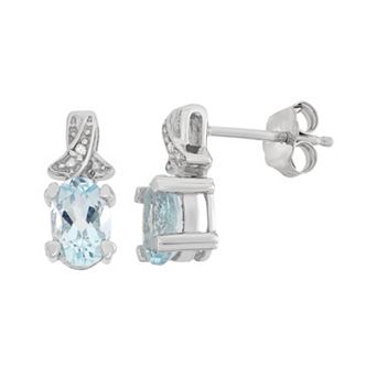 Jewelexcess Sky Blue Topaz & Diamond Accent Sterling Silver Drop Earrings