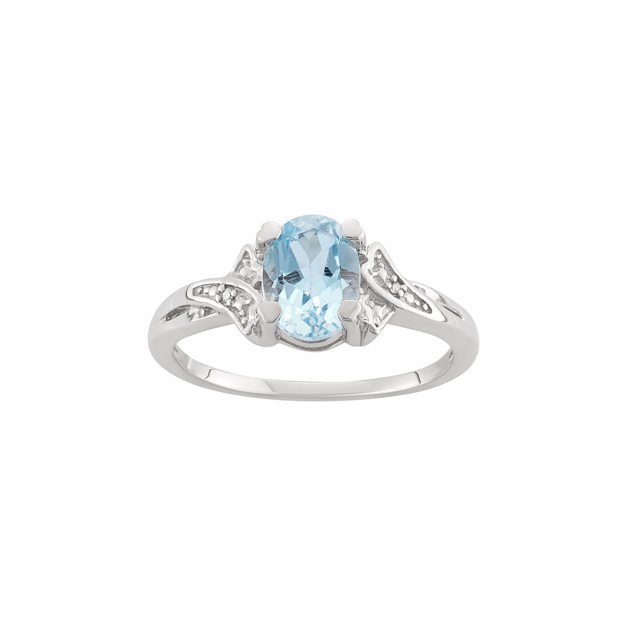 Jewelexcess Sky Blue Topaz & Diamond Accent Sterling Silver Ring, Womens, 