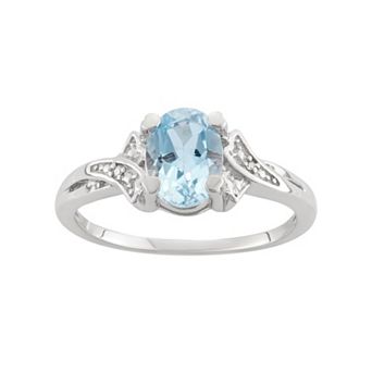 Jewelexcess Sky Blue Topaz & Diamond Accent Sterling Silver Ring