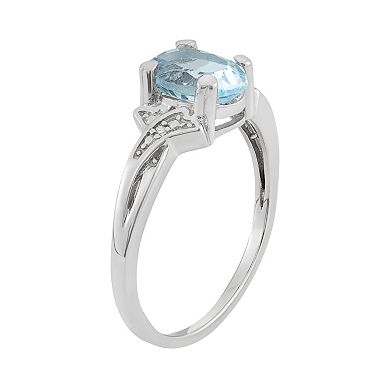 Jewelexcess Sky Blue Topaz & Diamond Accent Sterling Silver Ring