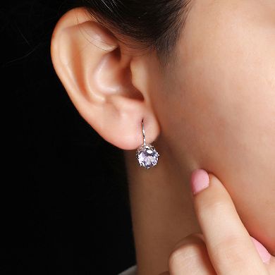 Jewelexcess Pink Quartz Sterling Silver Drop Earrings