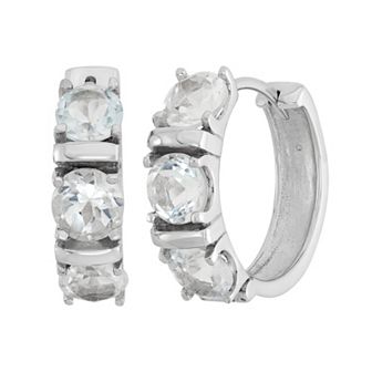 Jewelexcess White Topaz Sterling Silver Hoop Earrings