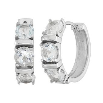 Jewelexcess White Topaz Sterling Silver Hoop Earrings