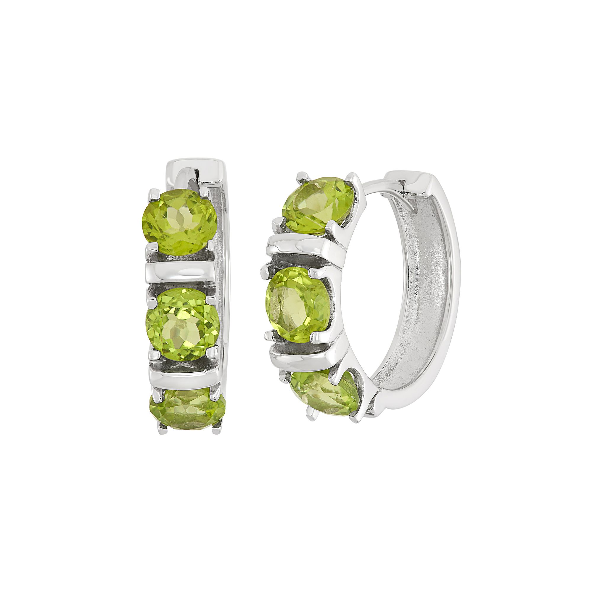 Jewelexcess Peridot Sterling Silver Hoop Earrings, Womens, Green