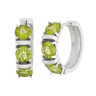 Jewelexcess Peridot Sterling Silver Hoop Earrings