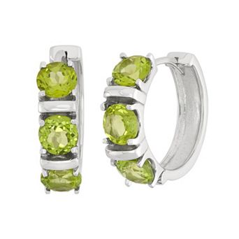 Jewelexcess Peridot Sterling Silver Hoop Earrings