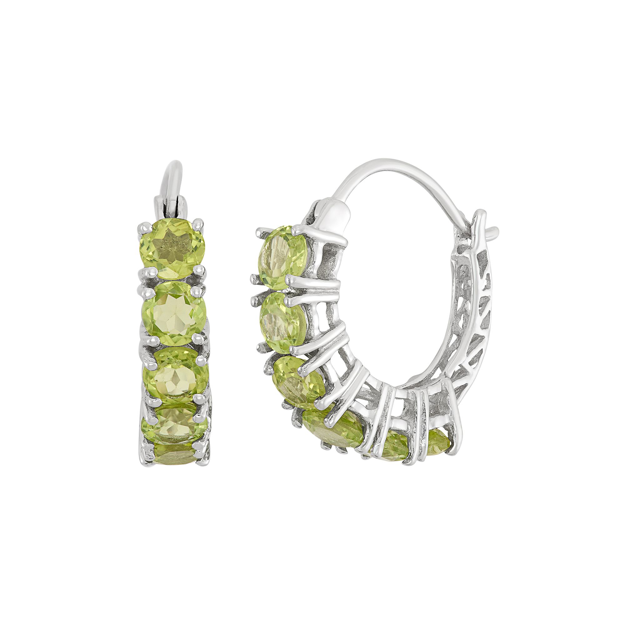 Jewelexcess Peridot Sterling Silver Hoop Earrings, Womens, Green