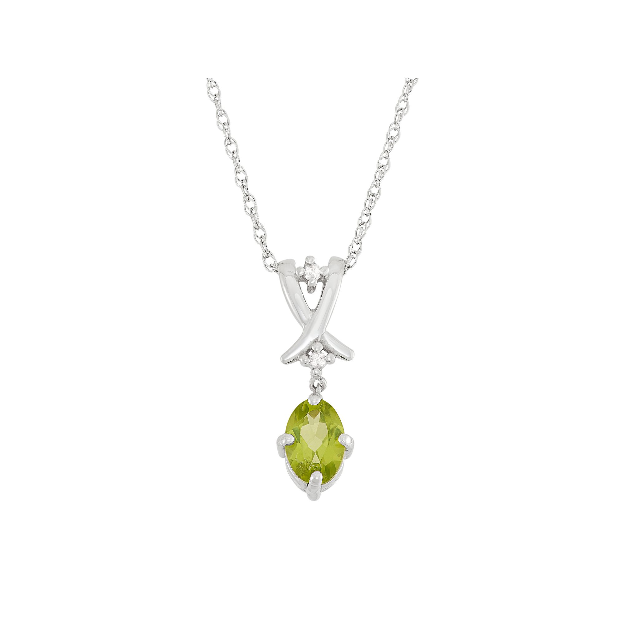 Jewelexcess Peridot & Diamond Accent Sterling Silver Pendant Necklace, Wom