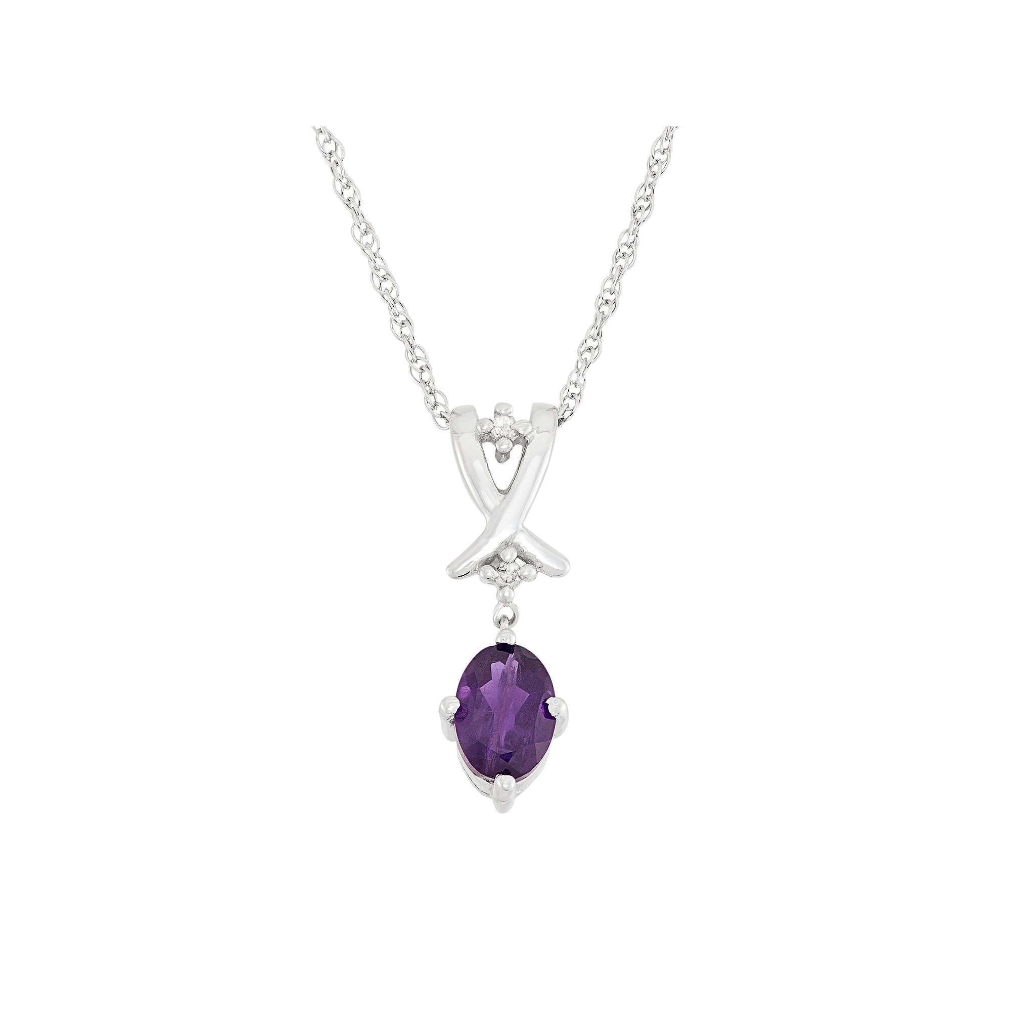 Jewelexcess Amethyst & Diamond Accent Sterling Silver Pendant Necklace, Wo