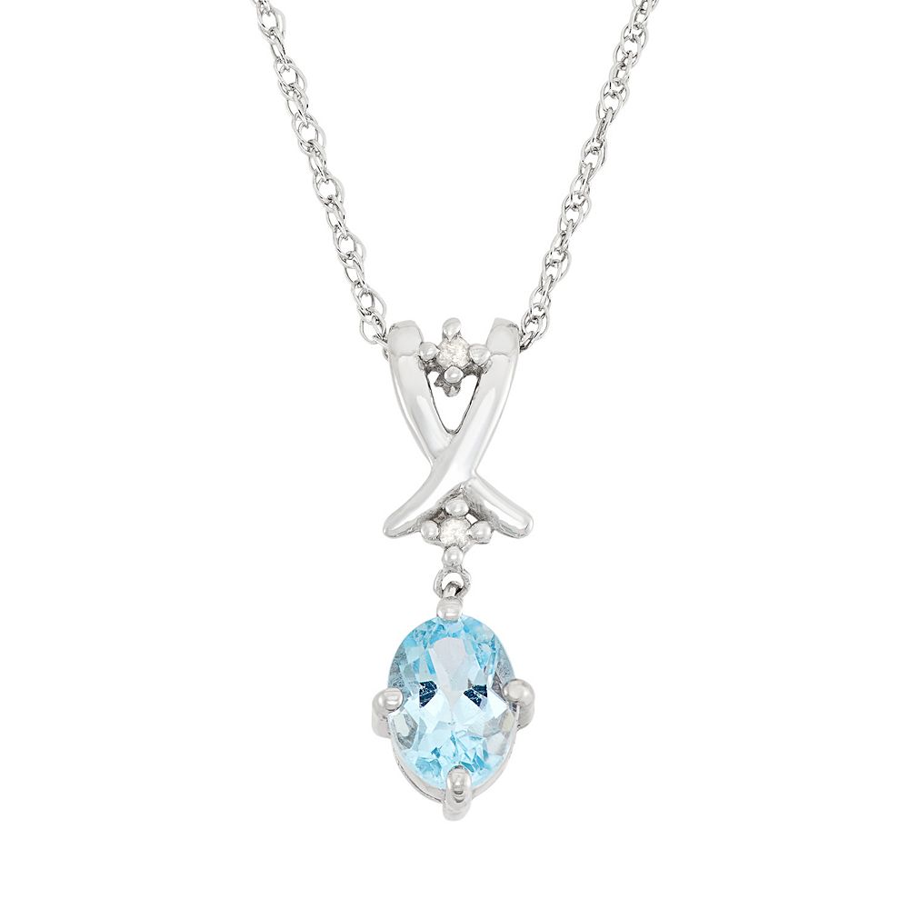Jewelexcess Sky Blue Topaz & Diamond Accent Sterling Silver Pendant ...