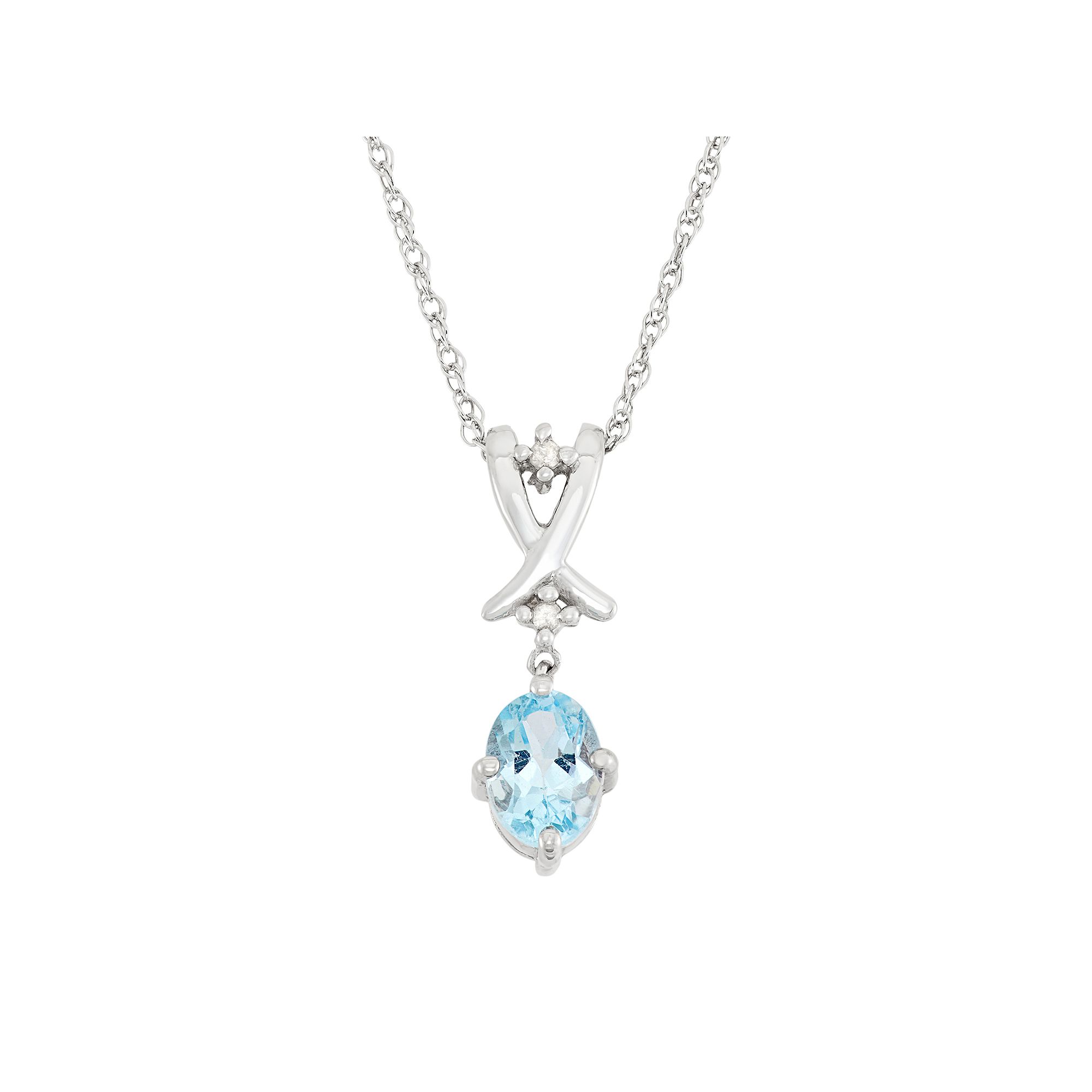 Jewelexcess Sky Blue Topaz & Diamond Accent Sterling Silver Pendant Neckla