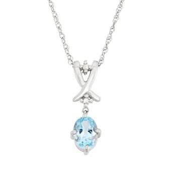 Jewelexcess Sky Blue Topaz & Diamond Accent Sterling Silver Pendant Necklace