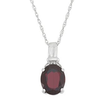 Jewelexcess Garnet & Diamond Accent Sterling Silver Pendant Necklace