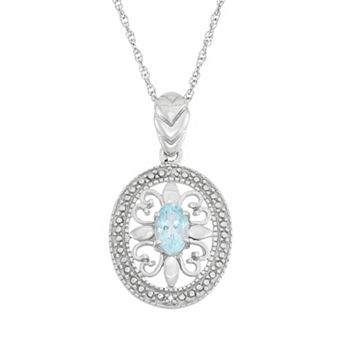 Jewelexcess Sky Blue Topaz & Diamond Accent Sterling Silver Pendant Necklace