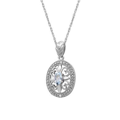 Jewelexcess Sky Blue Topaz & Diamond Accent Sterling Silver Pendant Necklace
