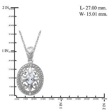 Jewelexcess Sky Blue Topaz & Diamond Accent Sterling Silver Pendant Necklace