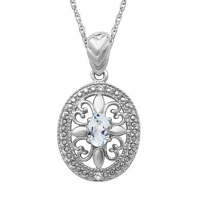 Jewelexcess Sky Blue Topaz & Diamond Accent Sterling Silver Pendant Necklace