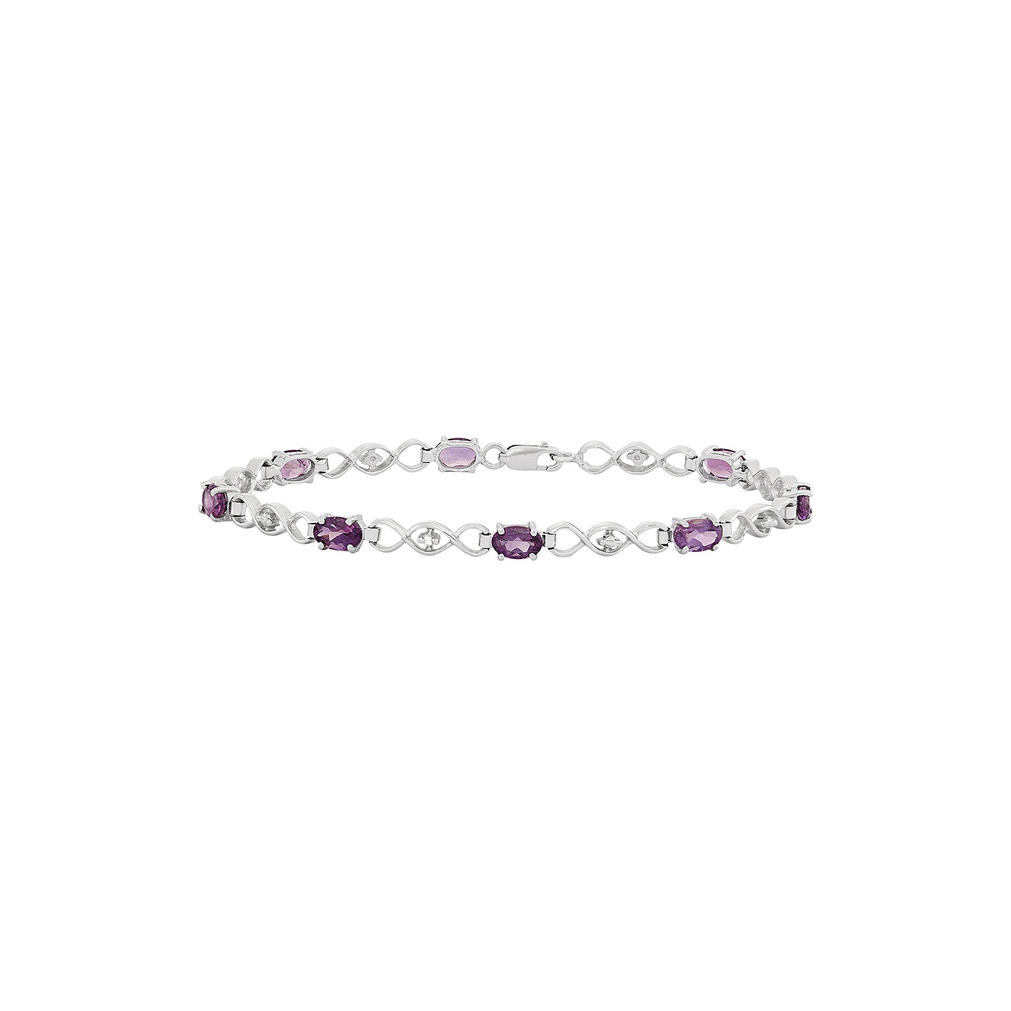 Jewelexcess Amethyst & Diamond Accent Sterling Silver Station Bracelet, Wo