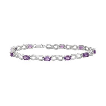 Jewelexcess Amethyst & Diamond Accent Sterling Silver Infinity Link Bracelet