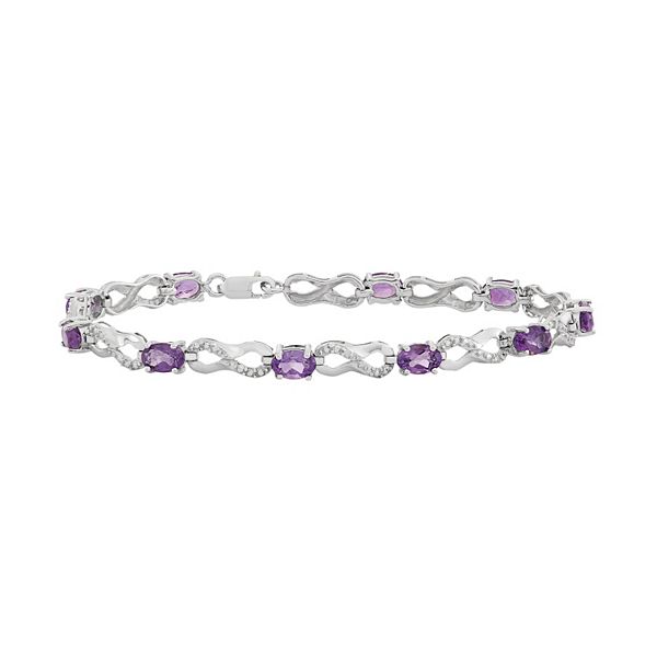Jewelexcess Amethyst & Diamond Accent Sterling Silver Infinity Link ...
