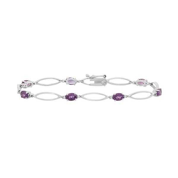 Jewelexcess Amethyst & Diamond Accent Sterling Silver Marquise Link