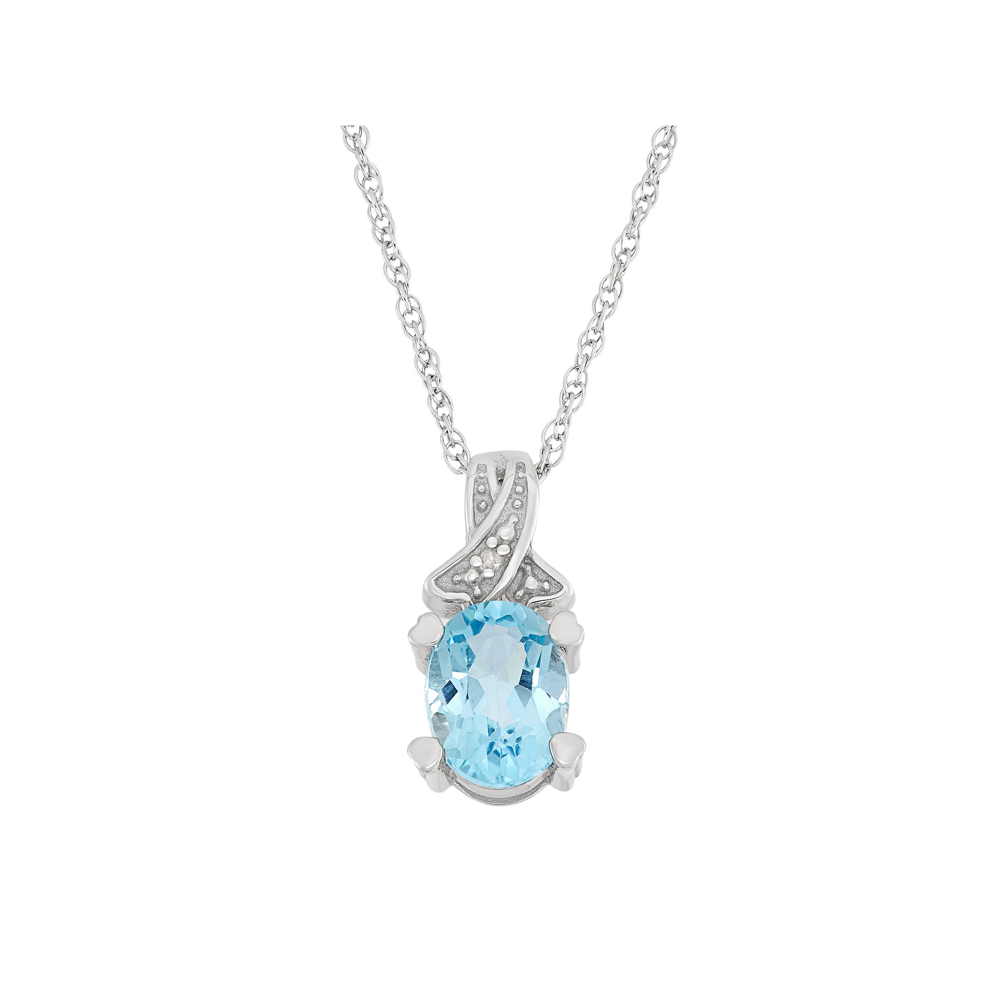 Jewelexcess Sky Blue Topaz & Diamond Accent Sterling Silver Pendant Neckla
