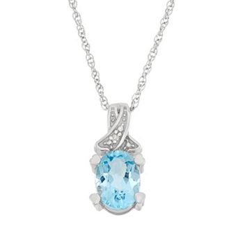Jewelexcess Sky Blue Topaz & Diamond Accent Sterling Silver Pendant Necklace