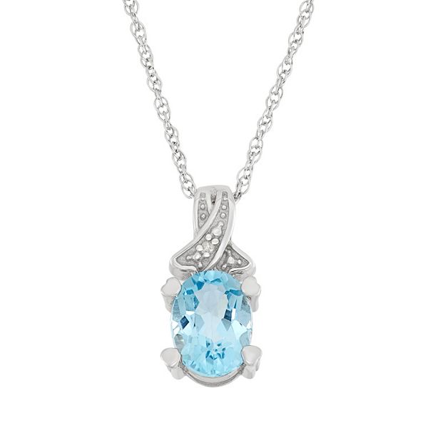 Jewelexcess Sky Blue Topaz & Diamond Accent Sterling Silver Pendant ...