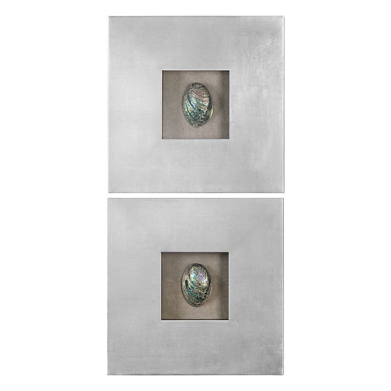 Abalone Shells 2-piece Wall Art Set, Silver, 20X20