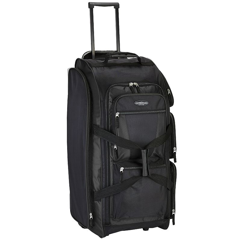 Travelers Club 30-Inch Multi-Pocket Rolling Upright Duffel Bag, Black