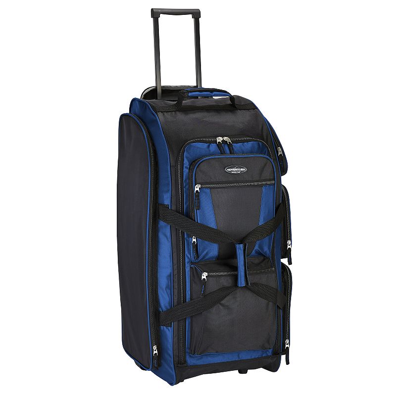 Travelers Club 30-Inch Multi-Pocket Rolling Upright Duffel Bag, Blue