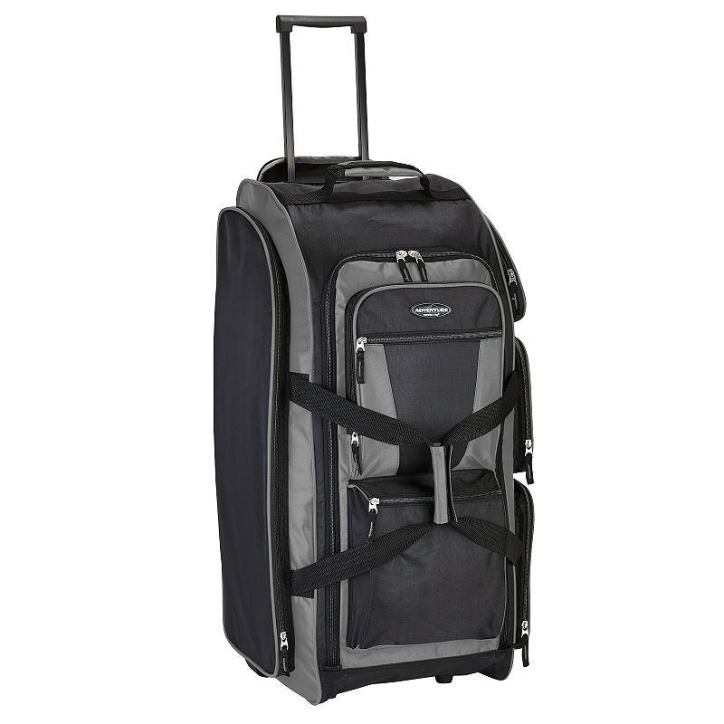 Travelers Club 30-Inch Multi-Pocket Rolling Upright Duffel Bag, Grey Gray